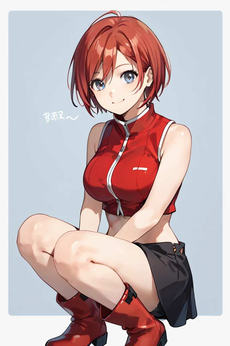 Concrete wall、No background、Standing posture、Track and field athlete、Athletics Stadium、athlete、(1 female)、(Red hair、Short Hair)、(Sleeveless track uniform、Racing Bloomer)、Ultra-detailed illustrations、Ultra-precision performance、masterpiece、Highest quality、超High resolution、High resolution、((Embarrassed expression、Sweat、body fluid))、Mommyfy、