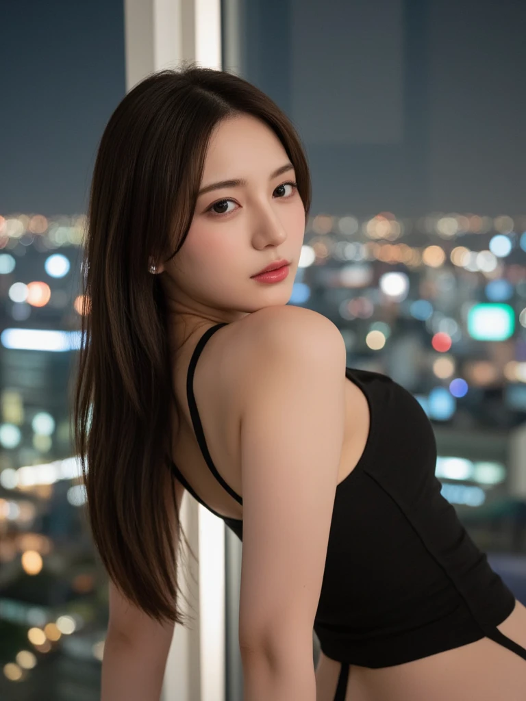 masterpiece、1 beautiful girl、A detailed eye、Puffy eyes、top-quality, 超A high resolution, (Realisticity: 1.4), cinematlic lighting、japanes、Asian Beauty、Korea person、Super beauty、Beautiful skin、A slender、The body is facing forward、up of face、(A hyper-realistic)、(hight resolution)、(8K)、(ighly detailed)、(beautifully detailed eyes)、(ultra-detailliert)、 (wall-paper)、A detailed face、Bright lighting、profetional lighting、looking at viewert、Facing straight ahead、oblique bangs、nighttime scene、Brown hair、乃木坂アイドル、韓国アイドル、hposing Gravure Idol、女優、25-years old、