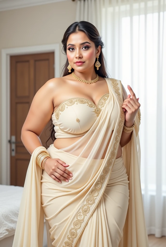 1 Heavenly beautiful and goddess beauty cute and sweet looking face Arabian woman in front of SENJA ISLAND, Heavenly beautiful Overweight, Heavenly beautiful Extremely fat, Heavenly beautiful and attractive Chubby figure , Heavenly beautiful looking and eye catching luxury style Indian tradition style saree, reaching out, Heavenly beautiful Arabian woman, 16k, High resolution, masterpiece, highest quality, fine skin, close up figure view, Realistic Photograph