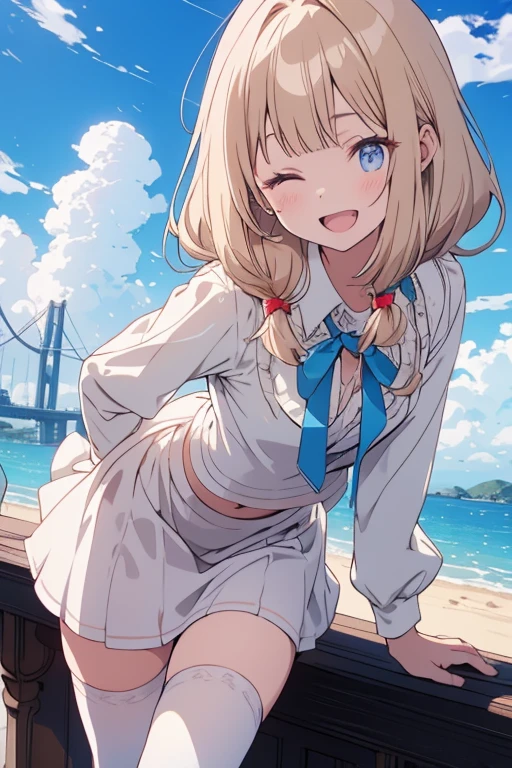 Highest quality、High resolution、Detailed Background、(Beautiful face in every detail:1.4)、Anatomically correct、Highly detailed face、Detailed eyes、age beauty、(Huge breasts:1.2)、Perfect body line、Light color hair、Bobcut、Wavy Hairstyle、well-groomed eyebrows、Shiny navy blue sailor suit、White sailor collar、Navy blue pleated skirt、School Cardigan、White Stockings、A big smile、Looking at me with a happy expression、Cute gestures、
The seaside covered in a dark grey sky、Hair swaying in the wind、The back of a girl standing facing the sea, blown by the sea breeze、Girl sitting on the beach、The figure curled up, hugging her knees、In a landscape dominated by cool colors、A girl standing quietly alone、Autumn sea