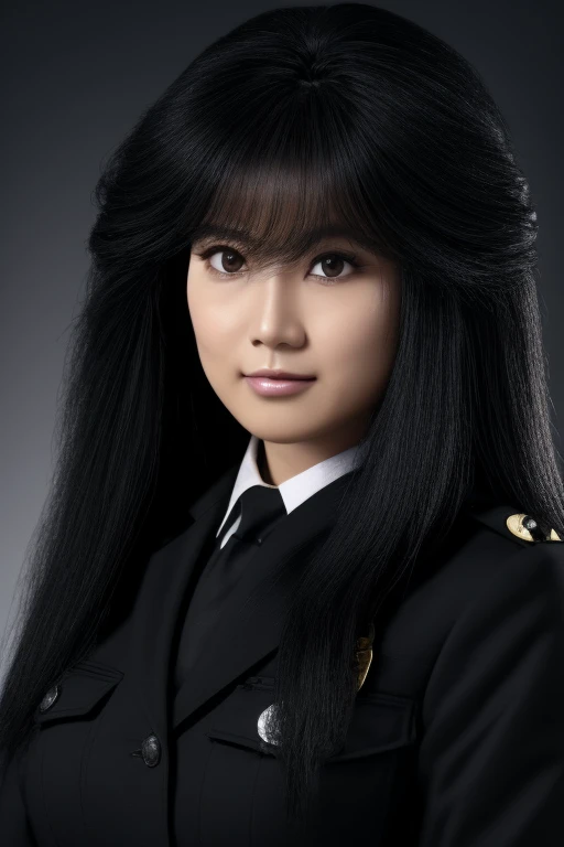 mikasa ackerman, long hair, army uniform, headshot, close portrait