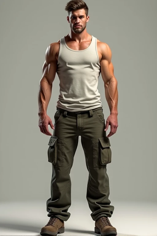 Blond man in pants with underwear on display