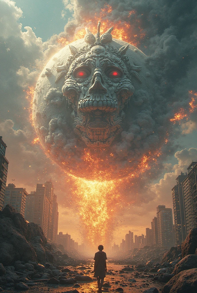 cartoon, catastrophic events cities, nuclear bomb, (desolate scenery:1.14)), cartoon style movie, cartoon, by Ron Walotsky, cartoon of the 90s, strong shadows, sky with dark clouds and war scenery, lightning and thunder, fire, sunset, gradient sky, grotesque, dark, scary, dark fantasy, mysterious atmosphere. --s2