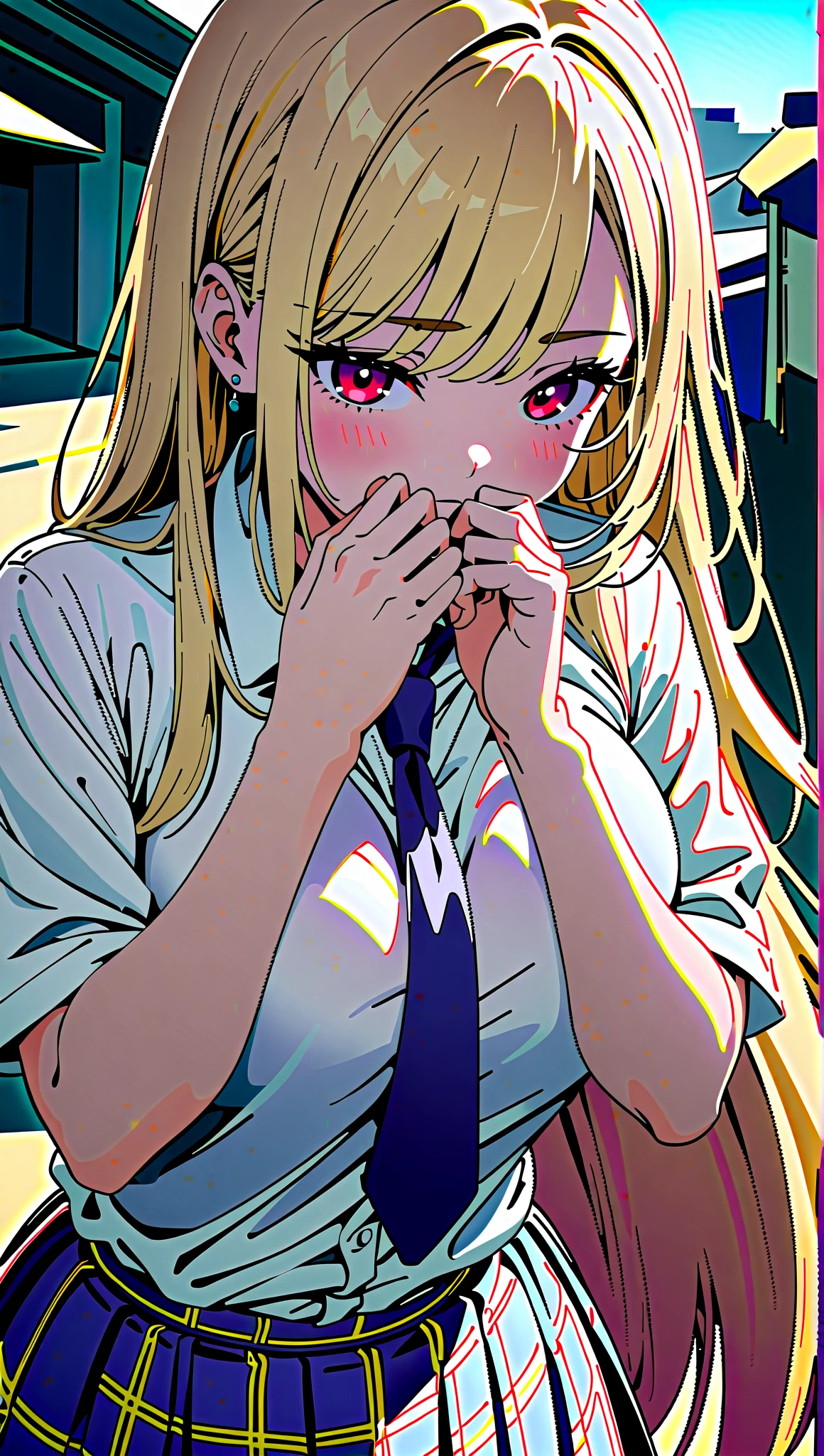 1girl and 1boy , masterpiece, highres, upperbody,blonde hair,pink hair, blue eyes, multicolored hair, RikaKawaiR4,white shirt, choker,Multicolored Hair, 1boy, Sex girl on top Penis and Veginal Ass 1girl and 1boy, Penis and Veginal Ass anus