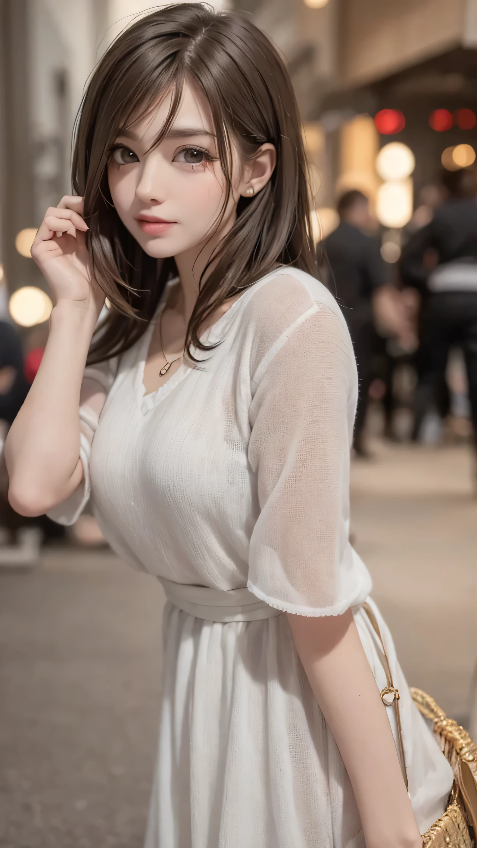 I am a mature woman with medium hair, light brunette 