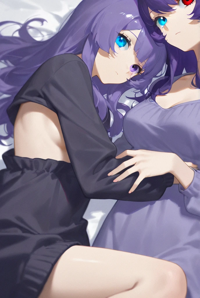 masterpiece,, erotic , nsfw, 18+, blush, best quality, ultra-detailed,show breasts,1girl, doggystyle, from side, sex, 1boy, sex from behind,, long purple hair, purple eyes,