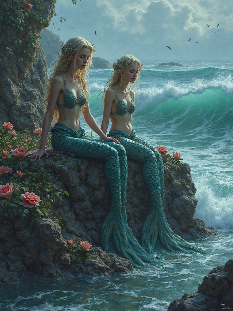 full body image of a mermaid on the high seas