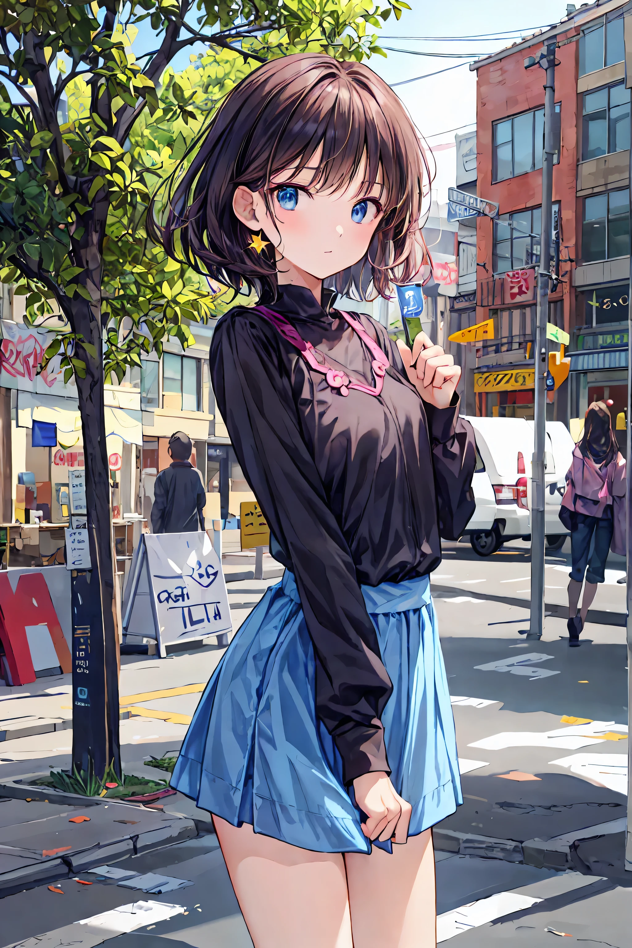 high-definition RAW color pictures , professional shooting, (((((bokeh))))), written depth of border, Taken with Sony α7 IV,high-definition RAW color pictures , professional shooting, (((bokeh))), Border Depth Description, camisole、Short hair、chest, hair,Shortcuts,左目にボサボサのhair,short braided hair, Neat , Slender beautiful woman, correct posture,small breasts,Beautiful Legs,your enchanting gray-blue eyes shine like stars,Sleepy eyes ,bright color,beautiful eyes,A delicate smile,textured skin,Best Quality, A humorous parody of a gentle and beautiful woman ,anime style、