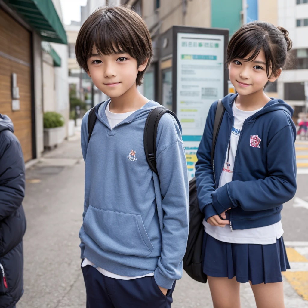 Create an image that is of children leaving school but from an anime