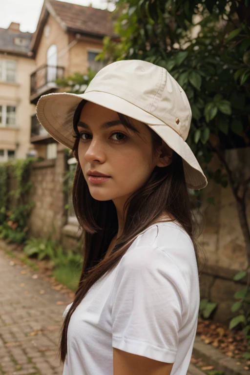 a girl wearing hat, beautiful detailed eyes, beautiful detailed lips, extremely detailed face, long eyelashes, elegant girl, young woman, outdoor, natural light, intricate headdress, ornate hat, lush greenery, vibrant colors, soft lighting, ethereal, dreamlike, cinematic, digital painting, 8k, high quality, detailed, photorealistic, masterpiece