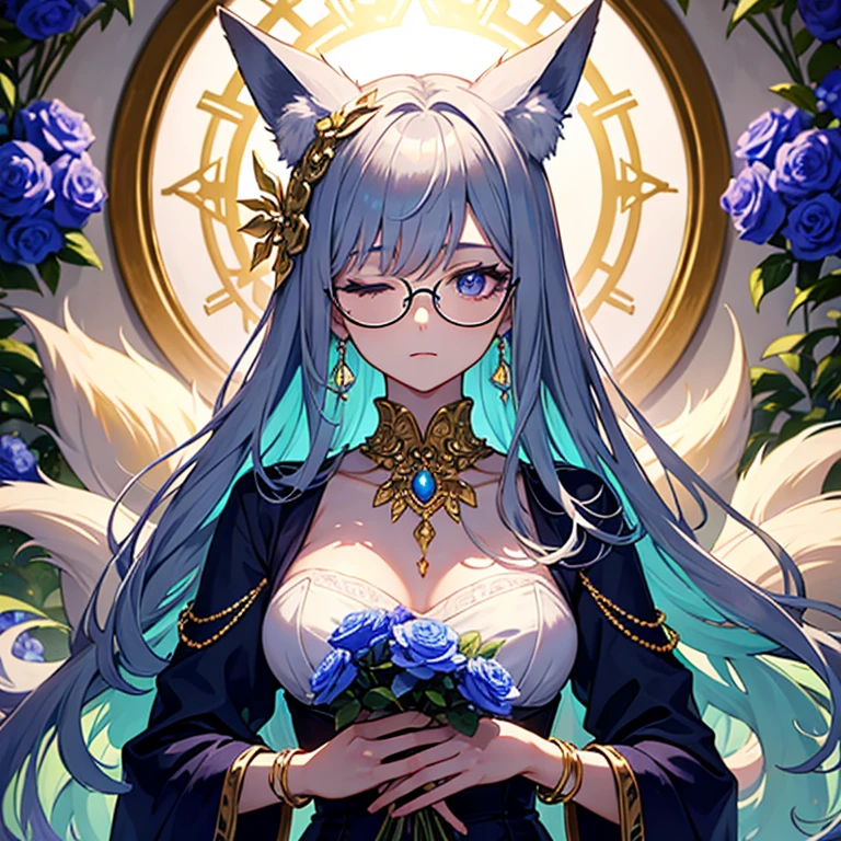 Masterpiece, Best Quality, (((Solo mature woman Janet))), biwa hayahide \(umamusume\), under rim glasses, (((wide hips))), (((light blue eyes))), full lips, seductive smile, cleavage, (((sitting on wooden throne))), (((bookshelves, candles))) sunset, blushing, "beautiful mature face" , age30 , MILF , adult ((open purple kimono with detailed patterns of gold)), bare shoulder, ((Sexual suggestiveness)), perfect beautiful eyes, detailed eyes. thick lips, ((big boobs)), (Thick thighs), top down, looking down, (((shiny skin))), (((chubby))), necklace, bracelets, hoop earrings, (((European Face))), ((Oiran)), Japanese Clothing, Boobplate, obi, intricate, eye shadow, floral print, hairpin, lipstick, make-up, red lips, sarashi, (((kiseru))), holding pipe in right hand, (((Bare legs)))