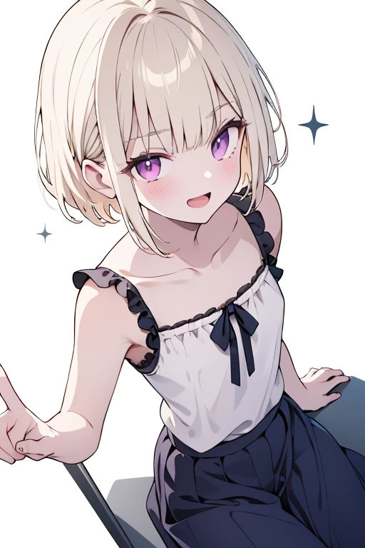 1girl, (loli), shy, blushing, short hair, twintail hair, cute pink mini dress, upskirt, vagina spread cameltoe, (cum inside pussy), (cum inside white panties side tie), white background