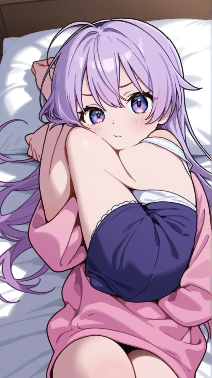 ((8K, Best Quality, masterpiece, Highly detailed)),{{{NSFW}}},Semi-realistic illustrations,Mejiro McQueen \(umamusume\),{1 girl,beautiful girl,cute,smile,kawaii, lovely,blushing,playful expression},sharp focus,oily skin,beautiful detailed hair,glossy hair,(wear school uniform:1.5),(two nipples slip from school uniform:1.2)(NSFW),erection-of-nipples,(lying on the bed:1.2),wear long school skirt,perfect two legs,(spread two legs:1.2),(show-off-white-panties:1.3),five fingers,large breaths,wear black pantyhose,beautiful detailed eyes,jewel like eyes,violet eyes, (two hands behind head:1.1),open mouth,armpits, solo,beautiful navel,  looking at viewer,collarbone,earring