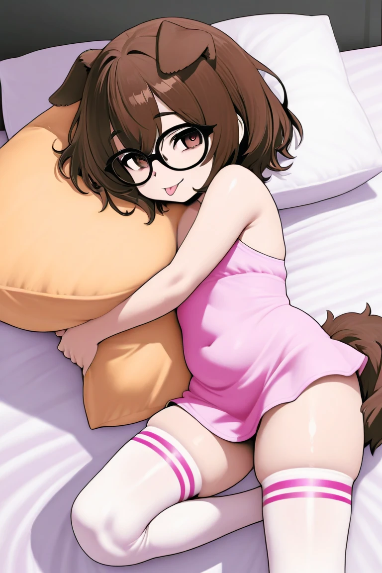 (((Ochaco Uraraka))) , (My Hero Academy), (cow print lingerie), medium breasts, medium breasts,lying down, in bed, White sheet, blushing, Shame, Open arms, open legs,