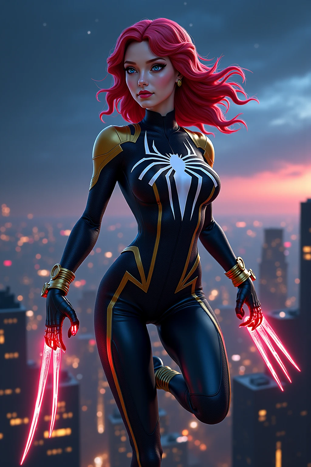 Spider woman with sexy realistic 8k short clothes