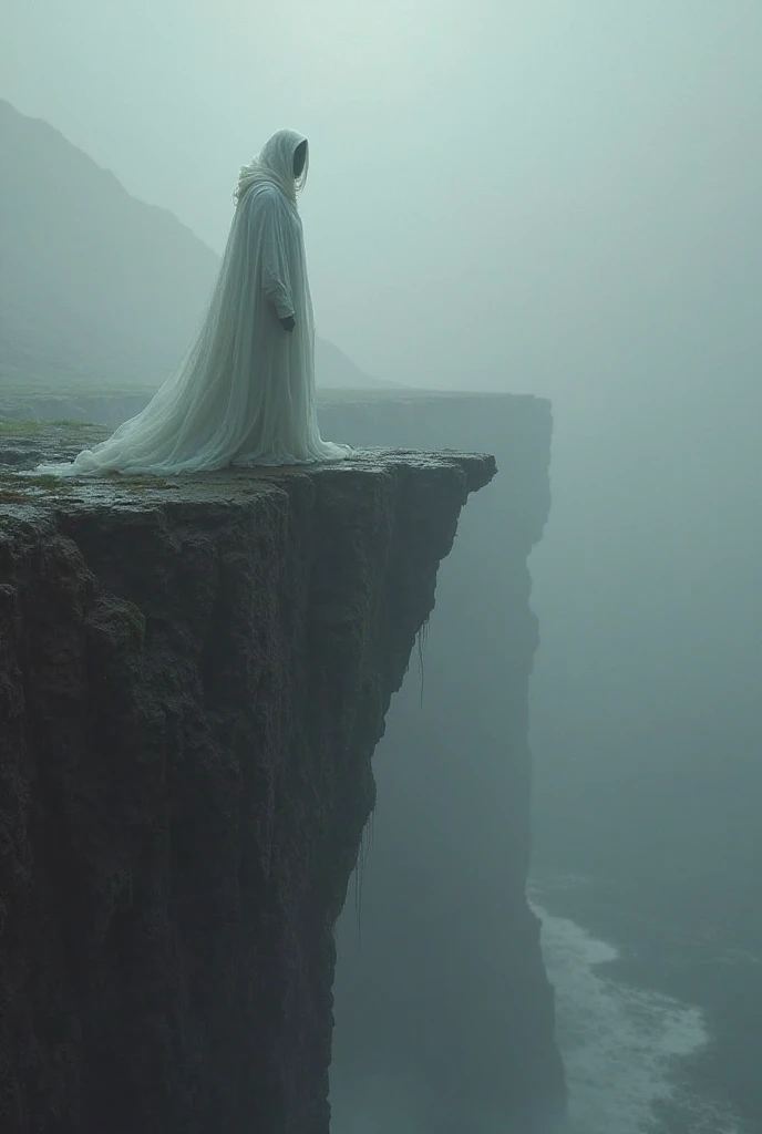 black、White、Blue and Red,(best quality, Extremely detailed, high resolution, Extremely detailed的 CG),Wide-angle lens,Dead angel standing on the edge of a cliff,She is beautiful,She likes blood and sea,Blood Rain, mystery,Fanatic, complex, Surrealism,Beautifully
