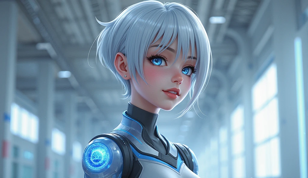 (best quality:1.3),masterpiece,beautiful detailed glow,textile shading,absurdres,highres,dynamic lighting,
intricate detailed,beautiful eyes,
(1girl, solo:1.5),(full body),Buzz cut, steel gray hair, steel blue eyes, no-nonsense, utilitarian jumpsuit,
(backlighting),(face lighting),(looking of viewer),
(Winter)