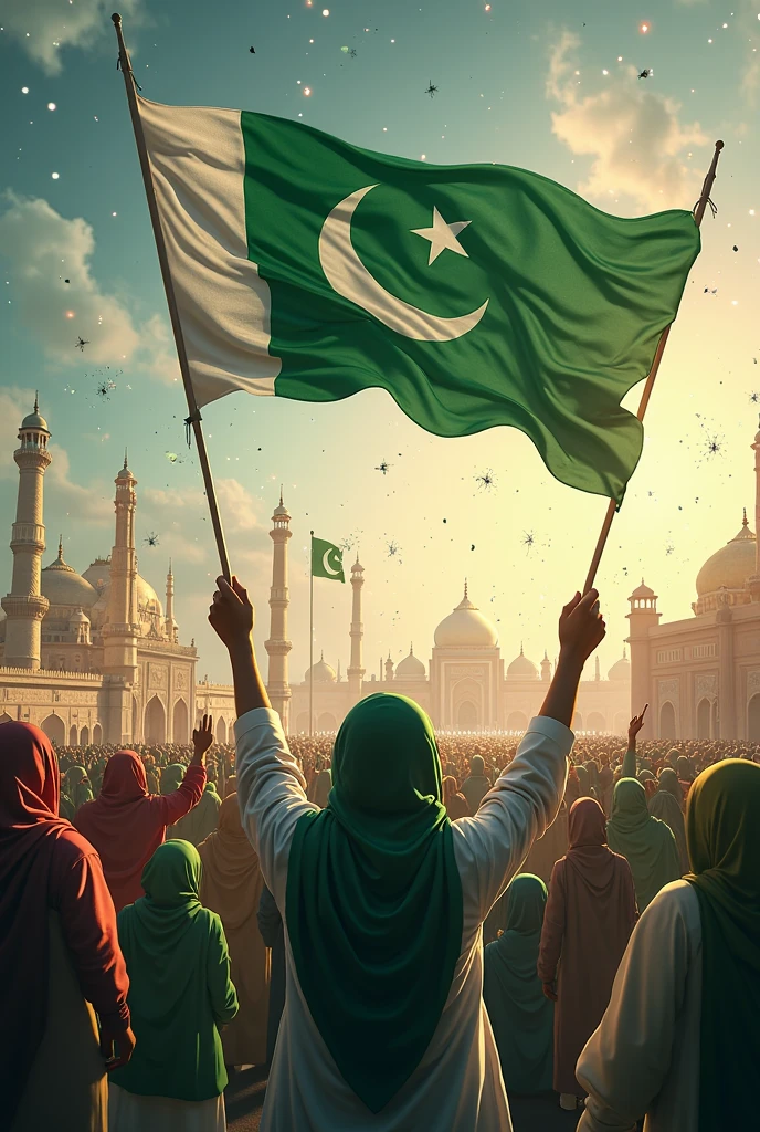 Generate an image showing the independence day of pakistan and showing the flash back of pakistan at the time of independence 14 august 1947. Another image different than before.
With the size of Instagram post