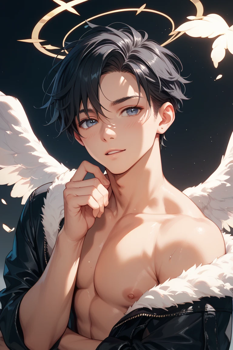 Masterpiece, high quality, Man without face or physical features, Angel wings, a giant eye flying in the head, morbid appearance, not mouth, no eyes on face, floating eyes, biblical angel, imposing aura, NOT clothes, nor gender traits, hairless