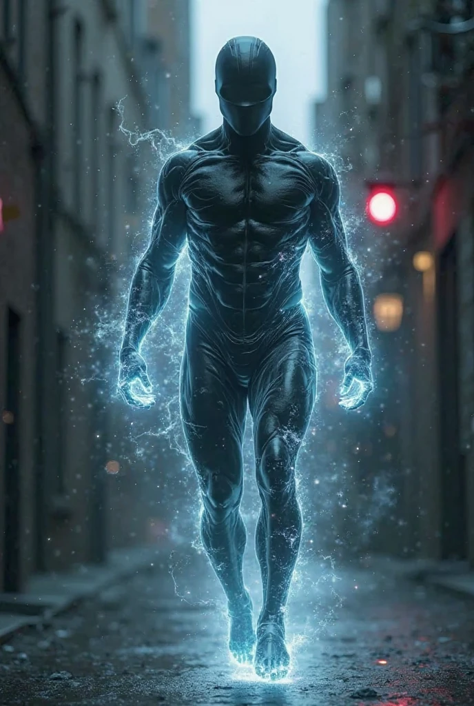 A man covered in electricity