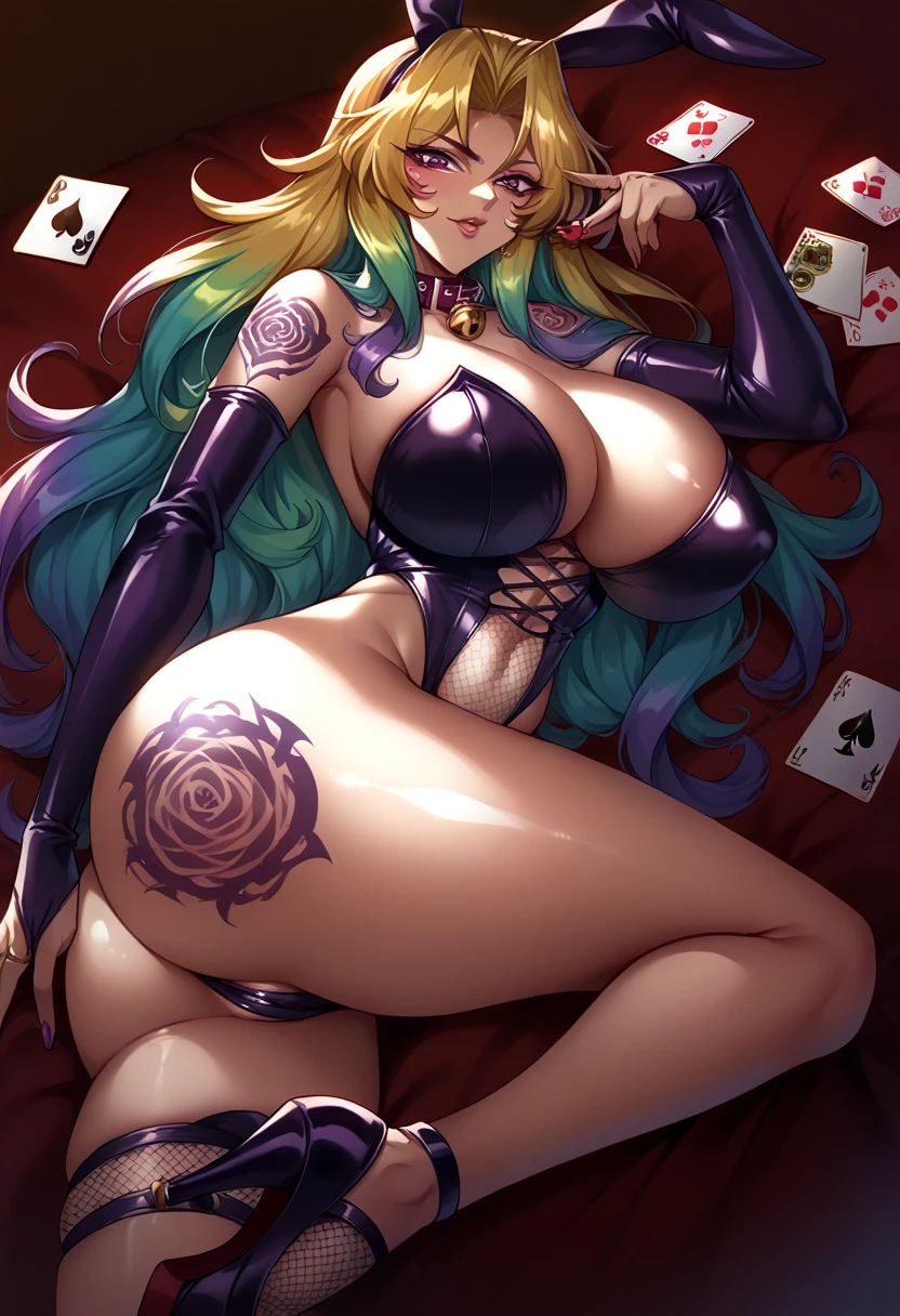 (((Masterpiece))),(((Best quality))),((Super detailed)),(illustration),Card border,((Mechanical style equipment)),lie on the floor,Painful expression,There is a chain attached collar around the neck,Hands tied by tentacles,Dull eyes,No shoes,Long straight pink hair,Biggest Breasts,