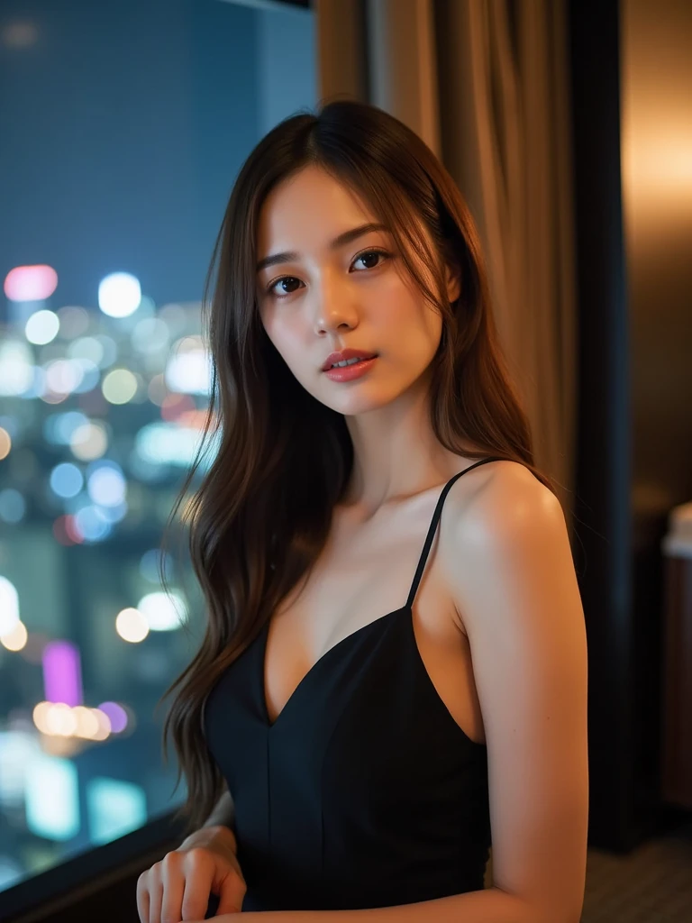 （8K分辨率，Vista full body photo，Photos above the legs），（Multiple women，20yr old，（Facial features of Thai Aom：1.8，Broad skeletal cheeks，s delicate face），Lovely face，com rosto detalhado，详细的脸，（Delicate Japanese makeup），Black colored eyes，（Look into the distance），Long dark red hair，Microvolumes（Messy has layers），Redlip，Fair smooth skin，（Best Skin Type：1.21），mediuml breasts，（Fashionable casual wear，（Incredible stitching，Luxury），（materpiece：terylene，blacksilk），A small number of jewelry hairpins，Luxury necklaces and bracelets），Tall and tall，The action of conversation，perfect hand，Ultra-fine clothing material），（Modern city，Stylish gatherings，Night background on the roof of the city，Exquisite environmental details），（exhilarated，confident smile，Rejoice），（profesional lighting，动态照明），（（Colors are conflicting，adolable，elegance，ellegance，vivaciousness（white colors，black in color，purpleish color，red colour，in pink））），（Golden section，Cinema lenses，Dynamic shots，Hasselblad photograp，tmasterpiece：1.3），（Courtesan，Youth idol，Focus in the field，trendsetting，Artis，Art platform）