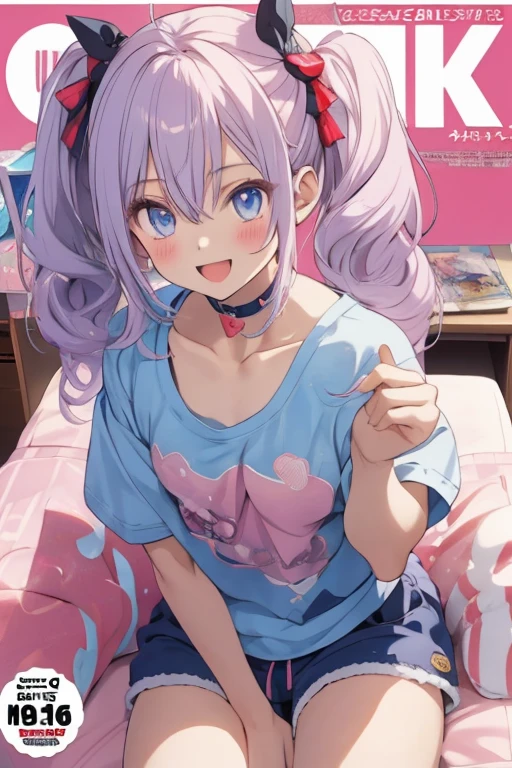 masterpiece, best quality, highres, ddmya, short hair, ahoge, braid, streaked hair, x hair ornament, heart hair ornament, choker, white jacket, long sleeves, sleeves past wrists, plaid skirt, pink skirt, <lora:amamiya_kokoro_v1:0.7>, from above, closed mouth, (smile:0.77),