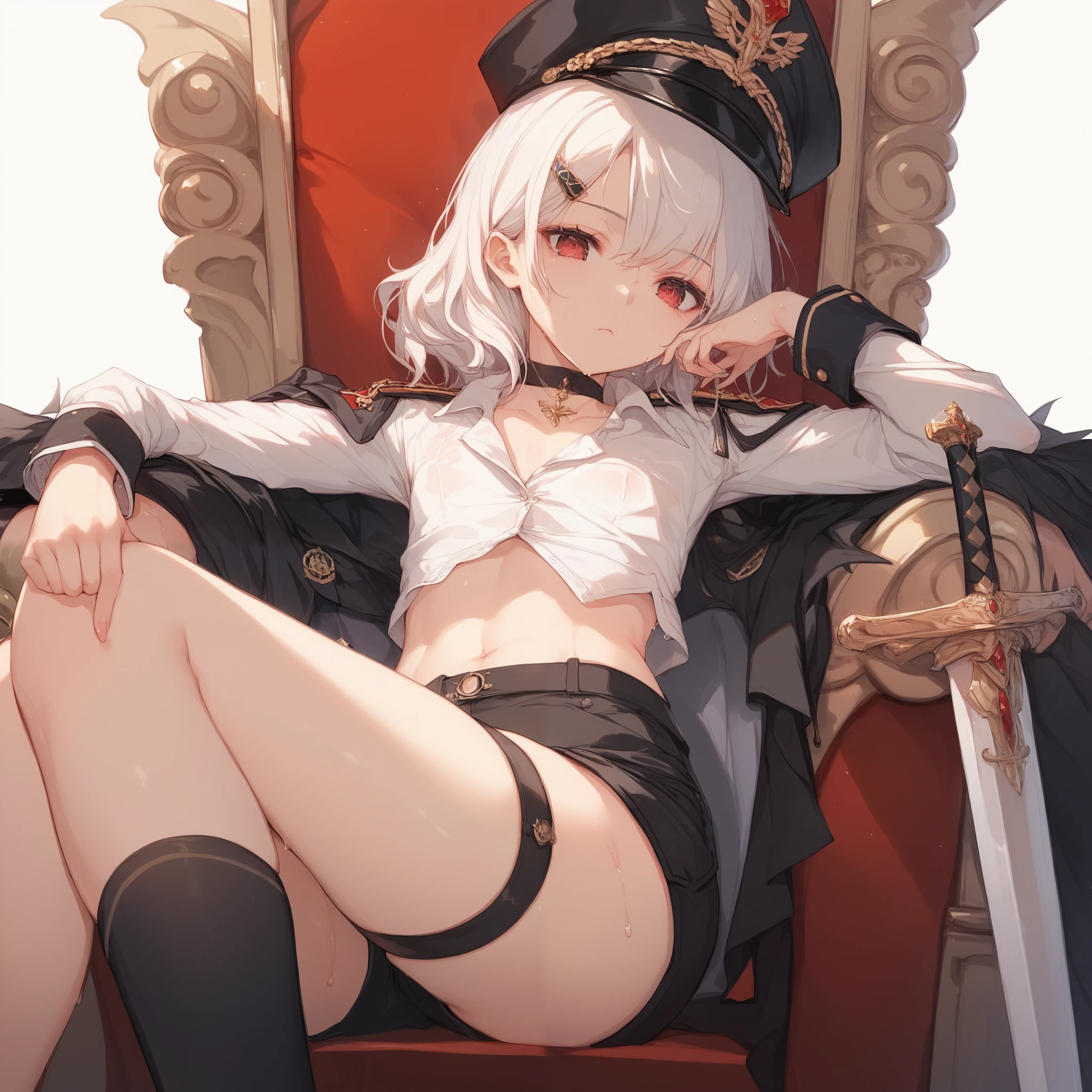 Look up at the camera，roll eyes，Black silk on the legs，Bigboobs，seminude，binding，Covered in liquid