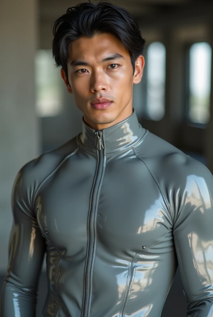Photo of two aspirational Asian men, Manly, Vast pecs and Abs, Wearing a green one-piece swimsuit, See-through, Wet clothes clinging to their muscular bodies,Pool-side environment, (Fake smile:0.7), Dynamic pose, Bulge visible, Muscular, Realistic, Masterpiece, Intricate details in facial features and clothing texture, Detailed background showing sunlight reflection on water, Depth of field adding depth and dimension.

[Prompt for a picture of a woman]

Photo of an elegant woman, Timeless beauty, Long, curly chestnut hair, ((Portrait)), ((Detailed face:1.2)), ((Detailed