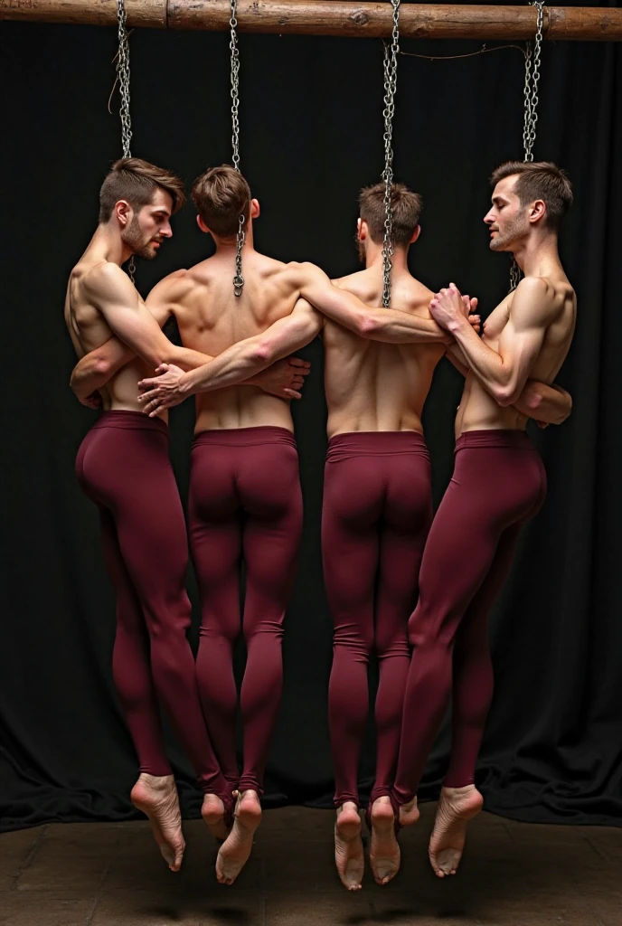 (masterpiece, best quality, 4k, dreamlike, hyperrealistic:1.35), (2 androgynous males, fox prince kills rooster king, ballet, beautiful eyes, male ballet tights, male crotch bulge, buttocks:1.5)