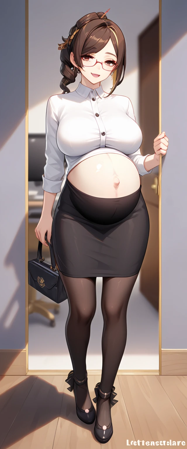 (Full body), An image of a pregnant girl giving a handjob, (handjob)