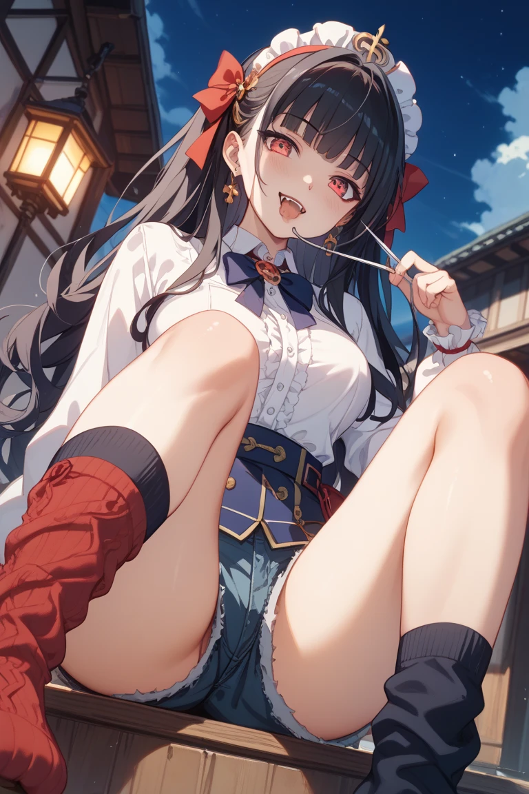 highest quality,best quality,1girl,((crowd:1.3)),((orgasm,blush, sweat, tears, tongue out:1.3)), open mouth,(roxy migurdia), blue eyes, blue hair, bangs, brown cape, witch hat, braid,,mini skirt,white kneehighs,panty shot,upskirt,lift skirt,white panties,lace panties,stage,Hand in panties,((((put one hand in your panties:1.3)))),((wet,pussy juice:1.1)),squatting,open legs
