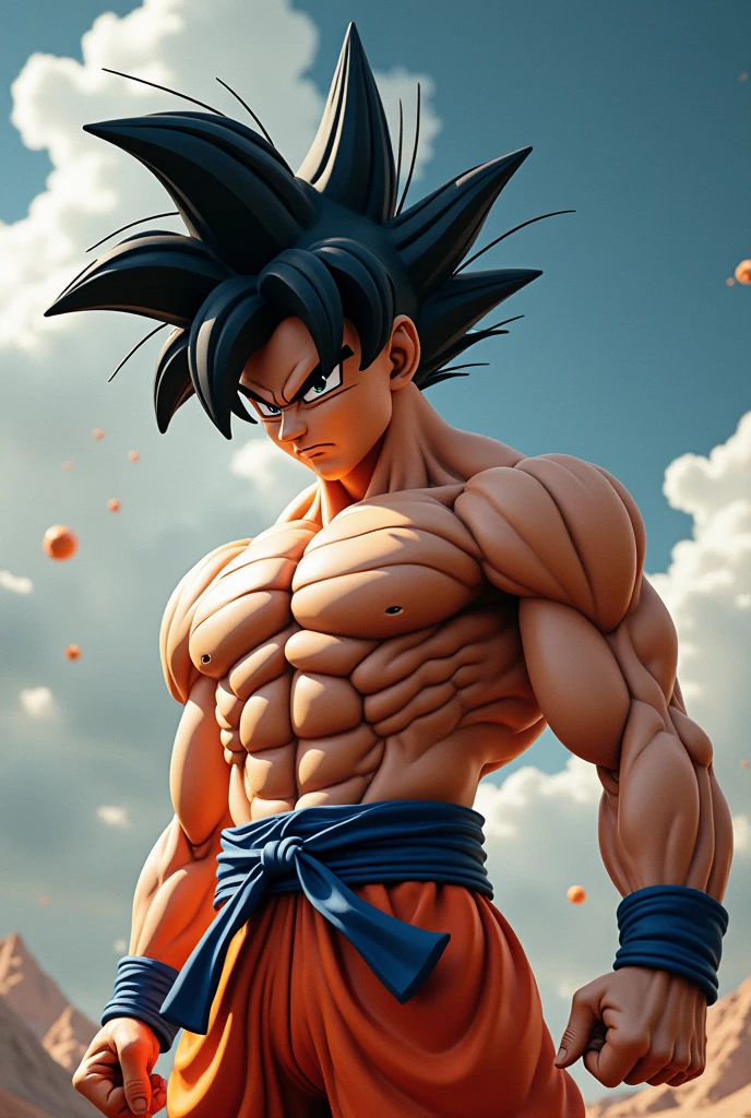 Muscular naked Goku