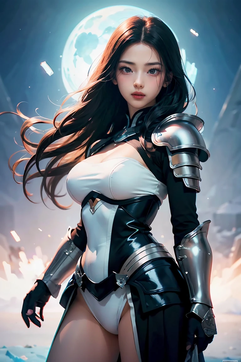 (((masutepiece))), (((Best Quality))), ((Ultra-detailed)), (extremely detailed photo), ((extremely delicate and beautiful)),(Cute delicate face),here is a digital art of a very futuristic looking female that has armor and weapons, 1girl, weapon, solo, science fiction, holding, holding weapon, robot,beautiful face and eye, double eyelid,delicate skin,slender body shape