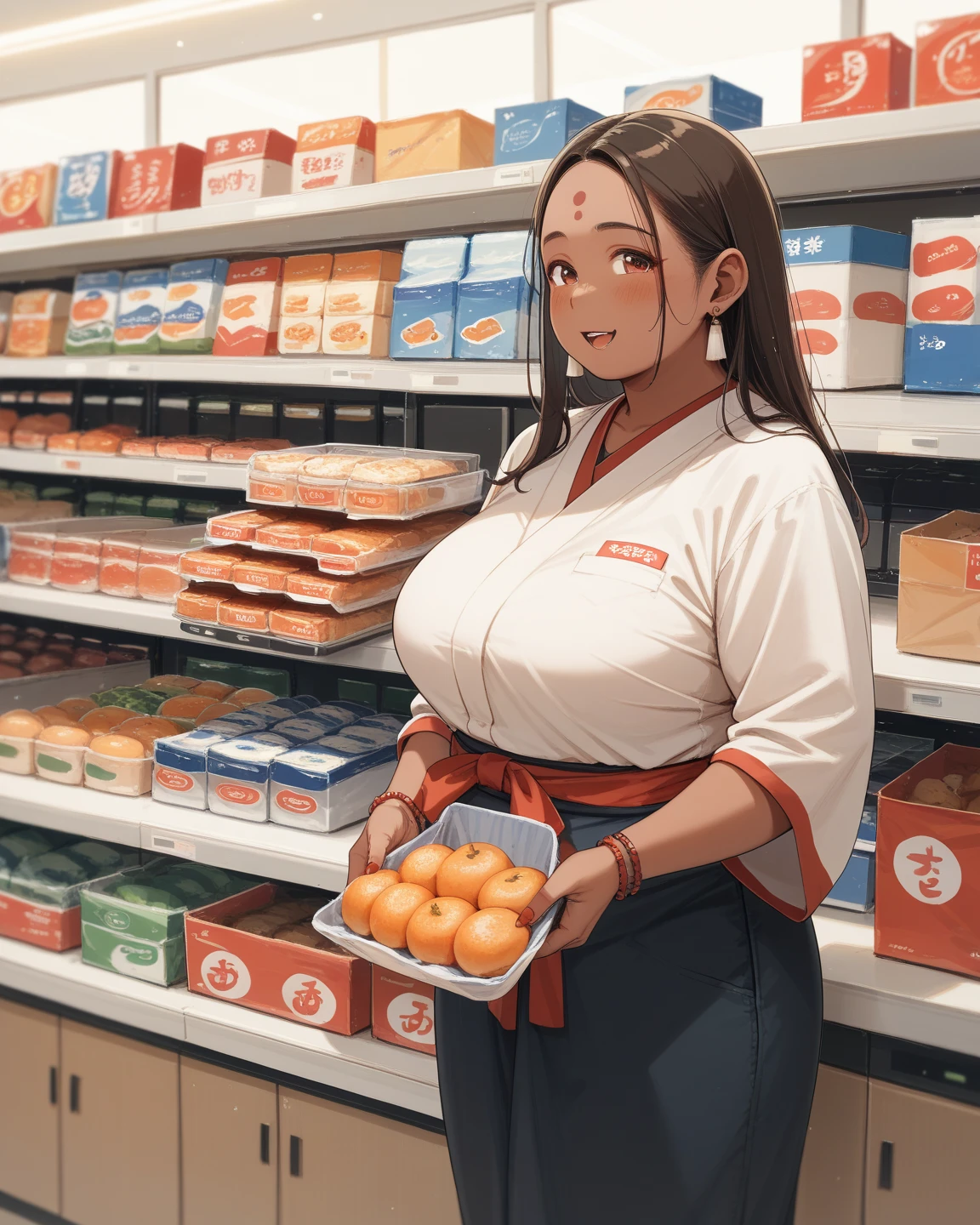 Ultra HD、Ultra high definition、Noise Reduction、perfection、Image quality adjustment、balance、Camel Toe、Giant tit、Nipple Puffs、Cleavage、Plump、Super big breasts、Super big butt、girl、(Hold the tray with both hands、Put your chest on the tray:1.5)、、((Ahegao:1.2))