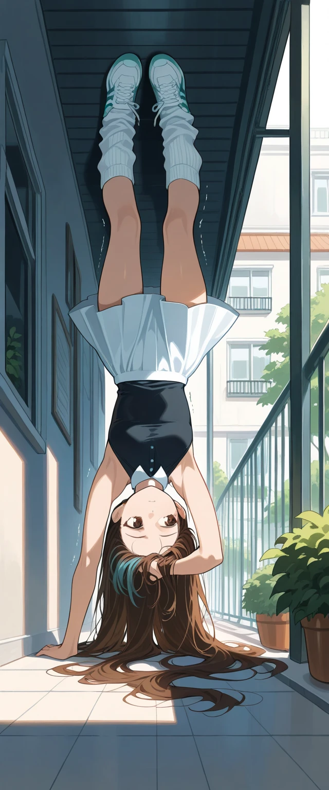 score_9, best quality, masterpiece, uncensored, source_anime
BREAK
lycoris challenge (meme), upside-down, one arm handstand, covering privates, covering crotch, hakurei reimu, 1girl, blush, frown, full body, handstand, outdoors, rooftop, cityscape, white socks, grin,medium breasts
<lora:lycoris_meme_pony_v1:0.8> <lora:merratatustle_pony_v6:1>