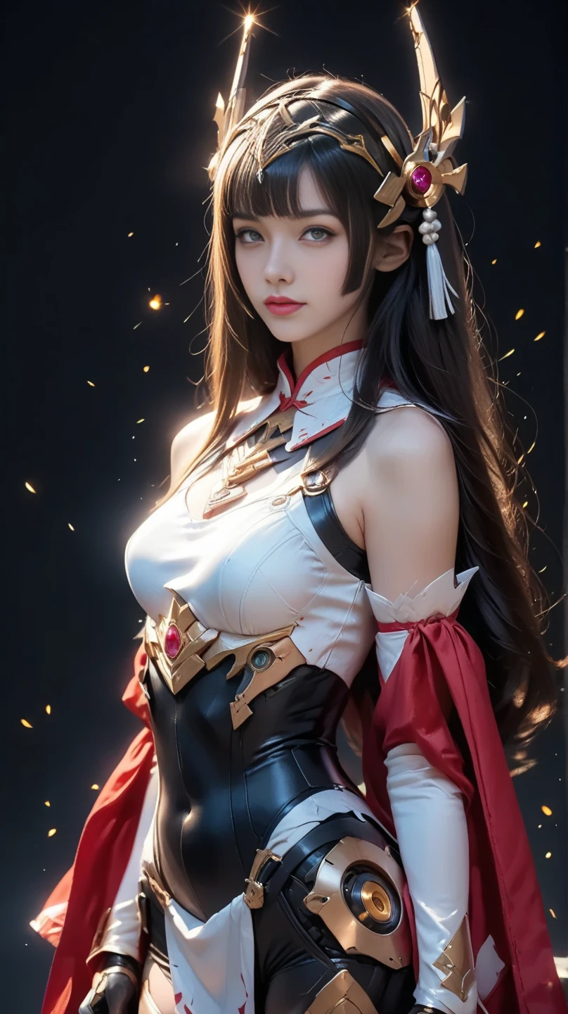 Red sailor chlote full body, white panties, sailor moon Costume, sailor moon outfit, miniskirt, thighs exposed, black stocking,shooting from below, Red lips, ((gloves)), renaissance, javanese, (((Brown long hair))), cleavage, reflection light, chiaroscuro, depth of field, cinematic lighting, ray tracing, Sony FE GM, UHD, super detail, masterpiece, textured skin, high details, best quality, award winning,3D,hdr(HighDynamicRange),Ray tracing,NVIDIA RTX,Hyper-Resolution,Unreal 5,Subsurface scattering、PBR Texture、post-proces、Anisotropy Filtering、depth of fieldaximum definition and sharpnesany-Layer Textures、Albedo e mapas Speculares、Surface coloring、Accurate simulation octane rendering of light-material interactions、Two-colored light、largeaperture、Low ISO、White balance、the rule of thirds、8K raw data、full body view.