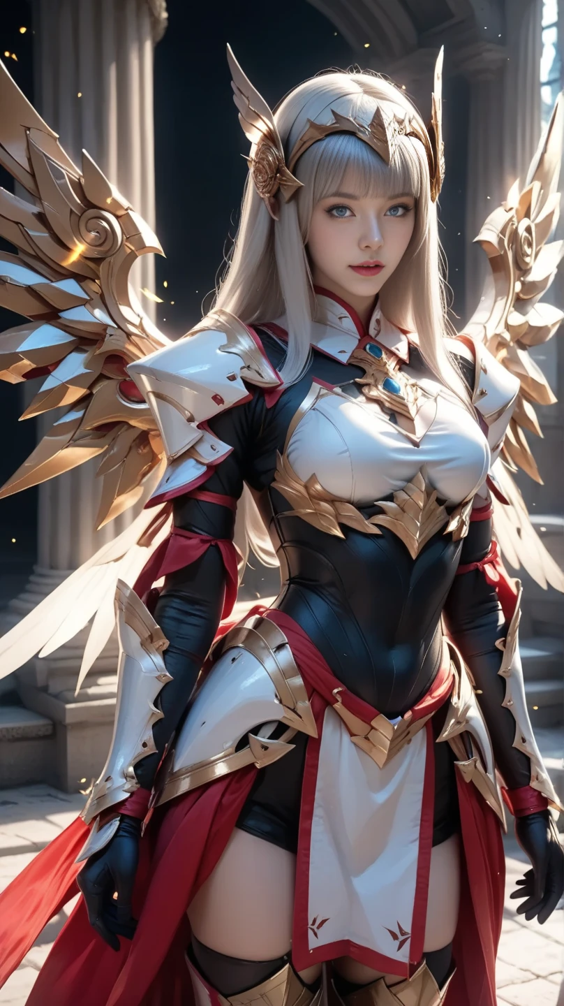 Cyberpunk style mecha Marvel Movie Iron Man Saint Seiya Kamen Rider Queen squatting on throne, ancient technology, ancient legend, white hair (white stockings: 1.5) (Throne: 1.4), sword, (Mecha God of War), Egyptian style, (Saint Seiya: 1.7), Taoist symbols, (dragon pattern: 1.6), (gold thread: 1.5)