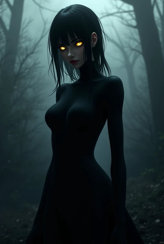 drawing of woman with black cat face full body