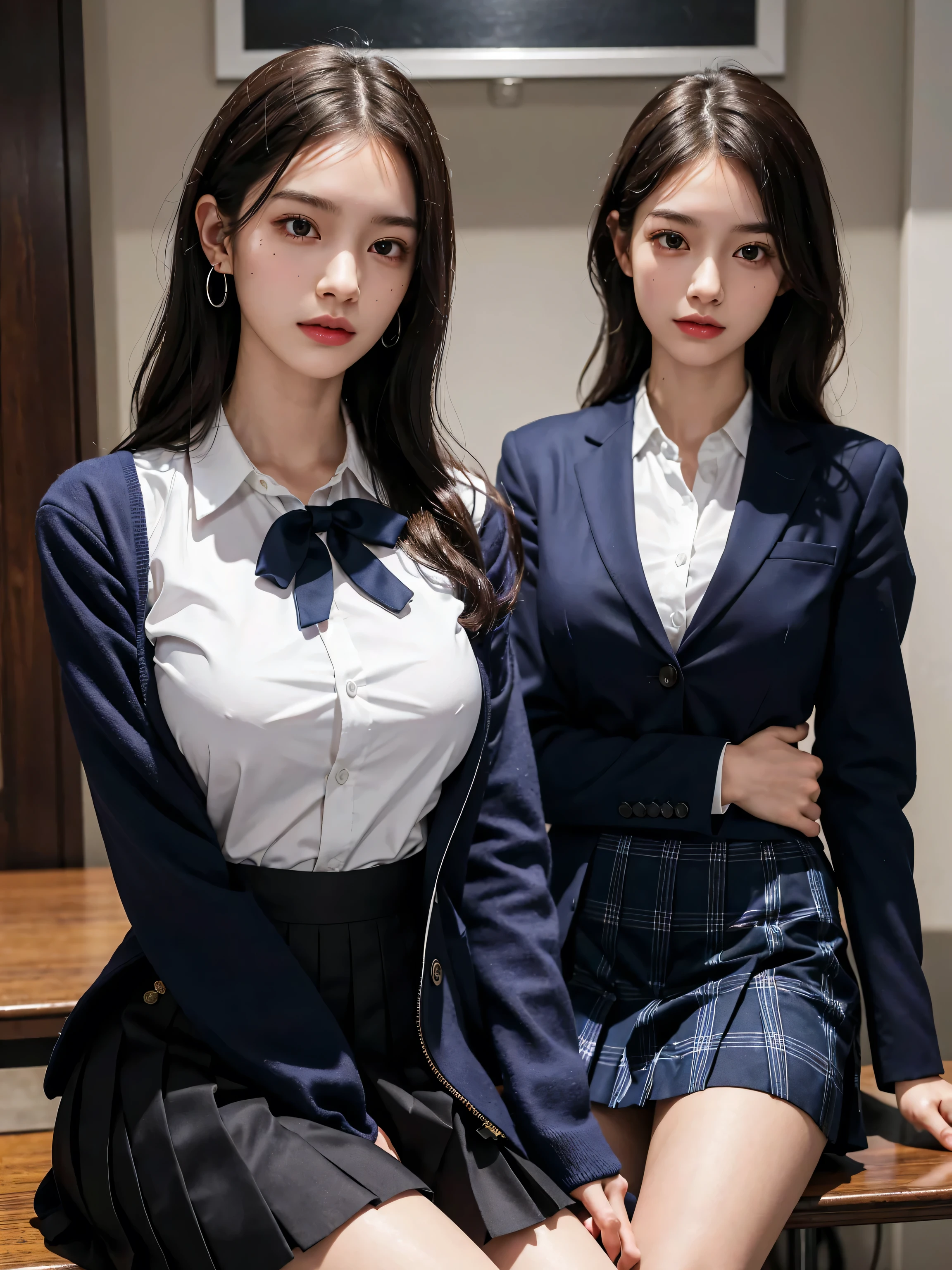 (8K), (highest quality: 1.2), (realistic), (realistic: 1.37), ultra high resolution, 1 girl, cute, serious face, closed mouth, beautiful details, beautiful nose, beautiful hair, ponytail,giant dulcefo, pork, thighs,self snap,University Student Uniform,Sitting on a train in Tokyo,simple blazer,pleated skirt,(The pattern of the skirt and tie is a tartan check pattern...:1.3),cross your legs, From above,(濡れたthighs),opaque knee high tights,