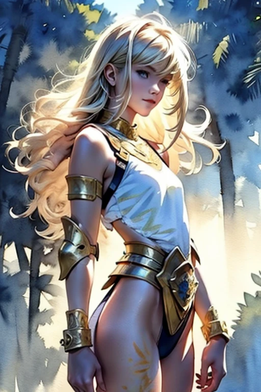(from behind, looking back, full view of body), (detailed elf ear, 1 woman, elven featured face, seductive expression, massive bulging breast, beautiful green eyes, braided blonde hair, thick hips, narrow shoulders, hourglass, thick bush, camel toe), (leather green hooded cape, thin braided leather straps, gartered bustier and panty, elven designed outfit, gold laced ivy leaf pattern), (medieval setting, ivy vines, oak forest, great oak background),