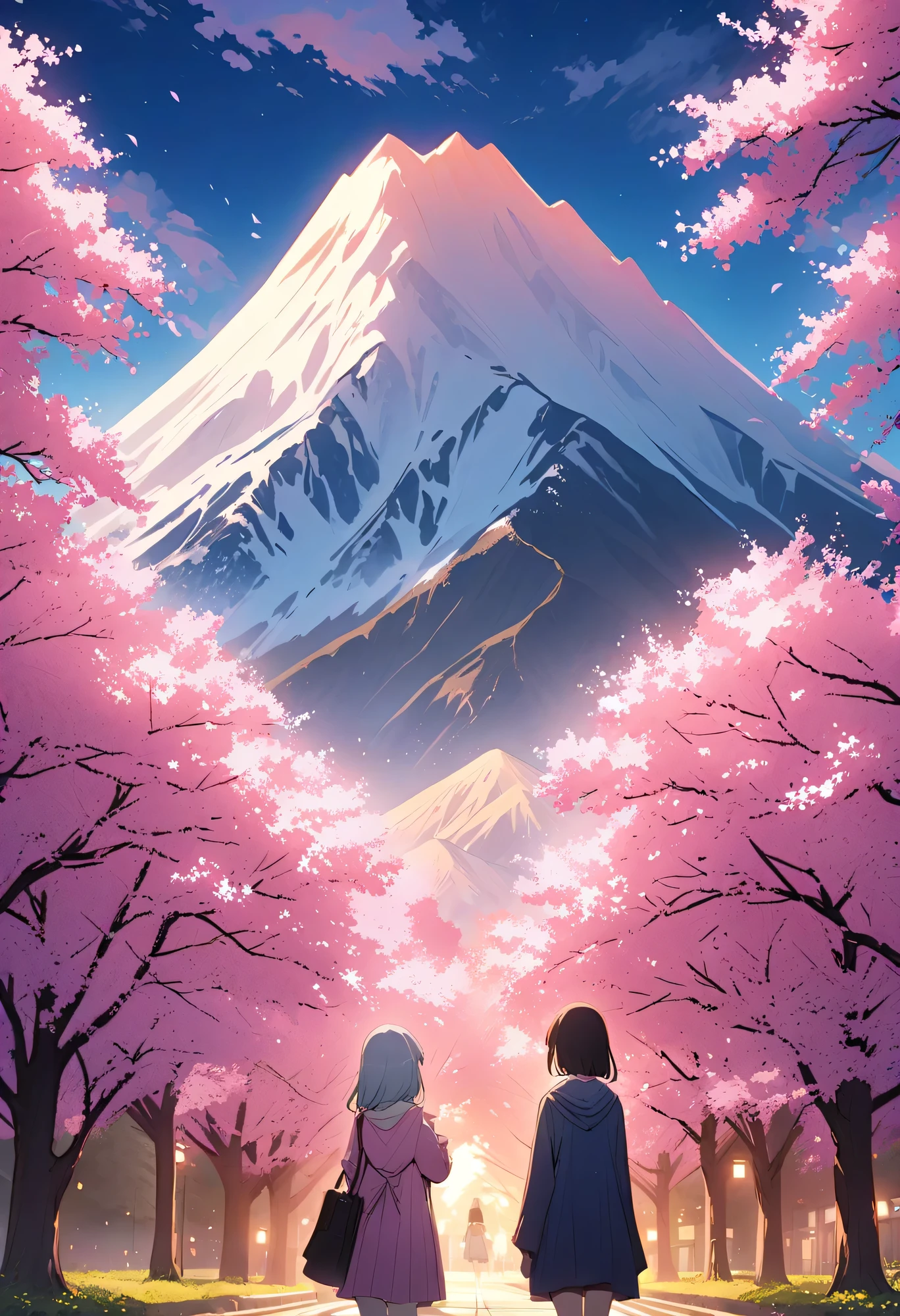 最高品質、高解像度、(高画質:1.4)、傑作、詳細な背景、(非常に詳細な顔:1.3)、(詳細な瞳:1.4)、20代の美女、巨大な胸、正常な指の数、解剖学的に正しい、完璧なボディライン、明るいカラーの髪色、ポニーテール、編み込みボブカット、春の澄んだ青空の下、一面に広がる芝桜のじゅうたん、満面の笑み、可愛い仕草をする、
(富士山と芝桜を背景に映る2人の女性:1.5)、
ピンクや白と紫の小さな花々が風に揺れ、優しい香りを運んでくる、遠くにはまだ雪を残した雄大な富士山がそびえ立ち、
白と青のコントラストが芝桜の鮮やかさを一層引き立てている、春風が吹き抜け花々とともに髪をそっとなびかせる、
淡いピンクのブラウスやシフォン素材のホワイトブラウス、ベージュやライトグレーのフレアスカートもしくはワイドパンツ、
春らしいアイボリーのライトトレンチコート、シンプルなベージュのパンプス、全体的に春らしい淡い色合い、非常に美しい
