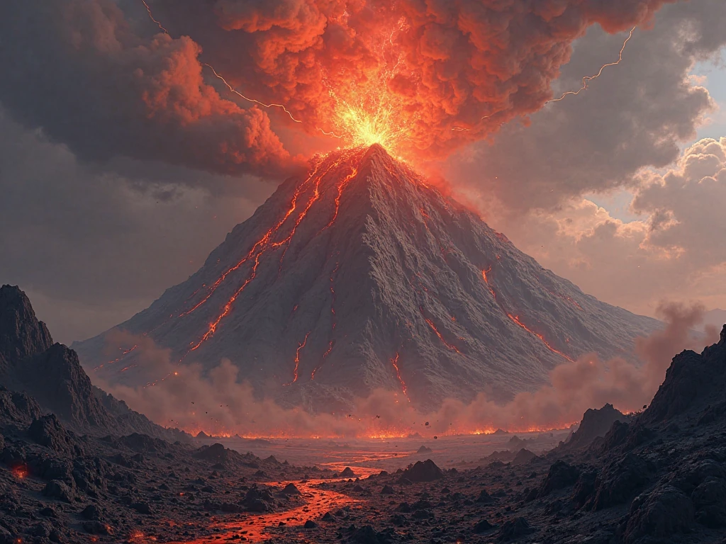 (Lakeside lava and lava Mount Aare,an ancient city on fire, volcano background),(Huge waves rolling) a volcano erupts, mount doom, volcano landscape, fantasy epic digital art, 8k matte painting, 8 k matte painting, volcano exploding, Illustration matte painting, 4k highly detailed digital art, volcano setting, a volcano erupts, fantasy matte painting