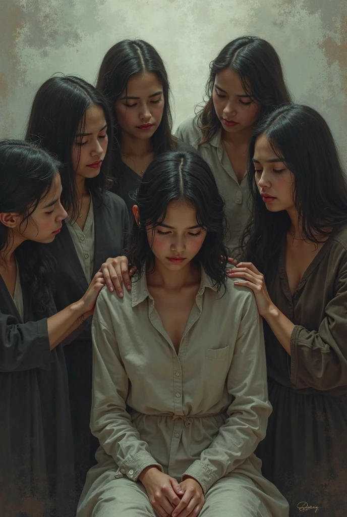 I want you make a photo of 4 guys being there for a guy in his saddest moments