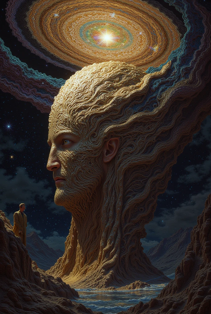 Ultra-realistic photo man with a cosmic background and planets - SeaArt AI