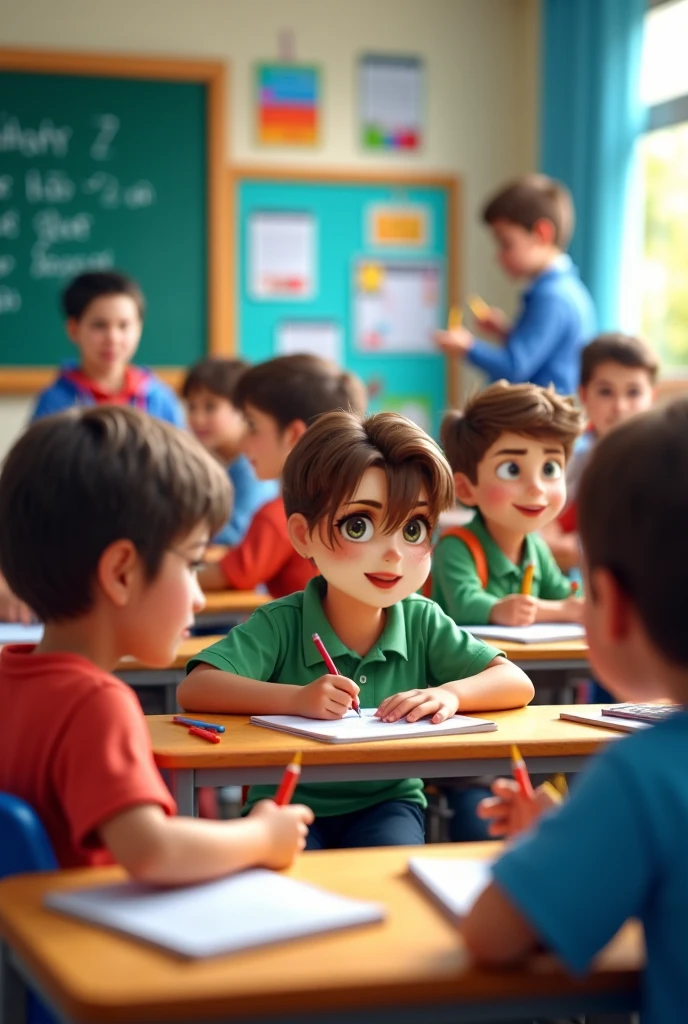 KG students learning in class room arebic subject