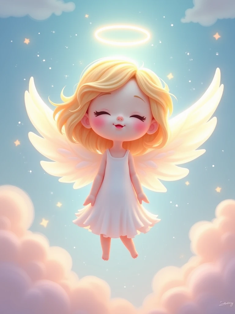 A drawing for a magical tale of a little baby, of Brown hair, that is an angel that God brought to earth.
It must have a starry background