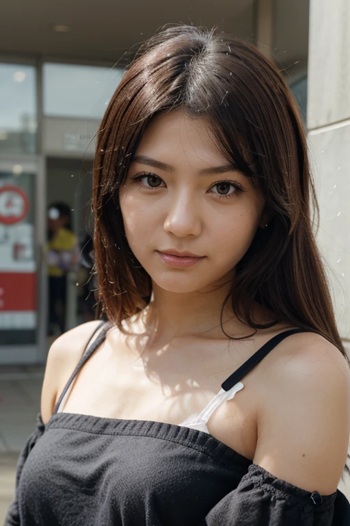RAW portrait photo, embedding:NakajimaSaki in busy Tokyo street, embedding:fcDetailPortrait