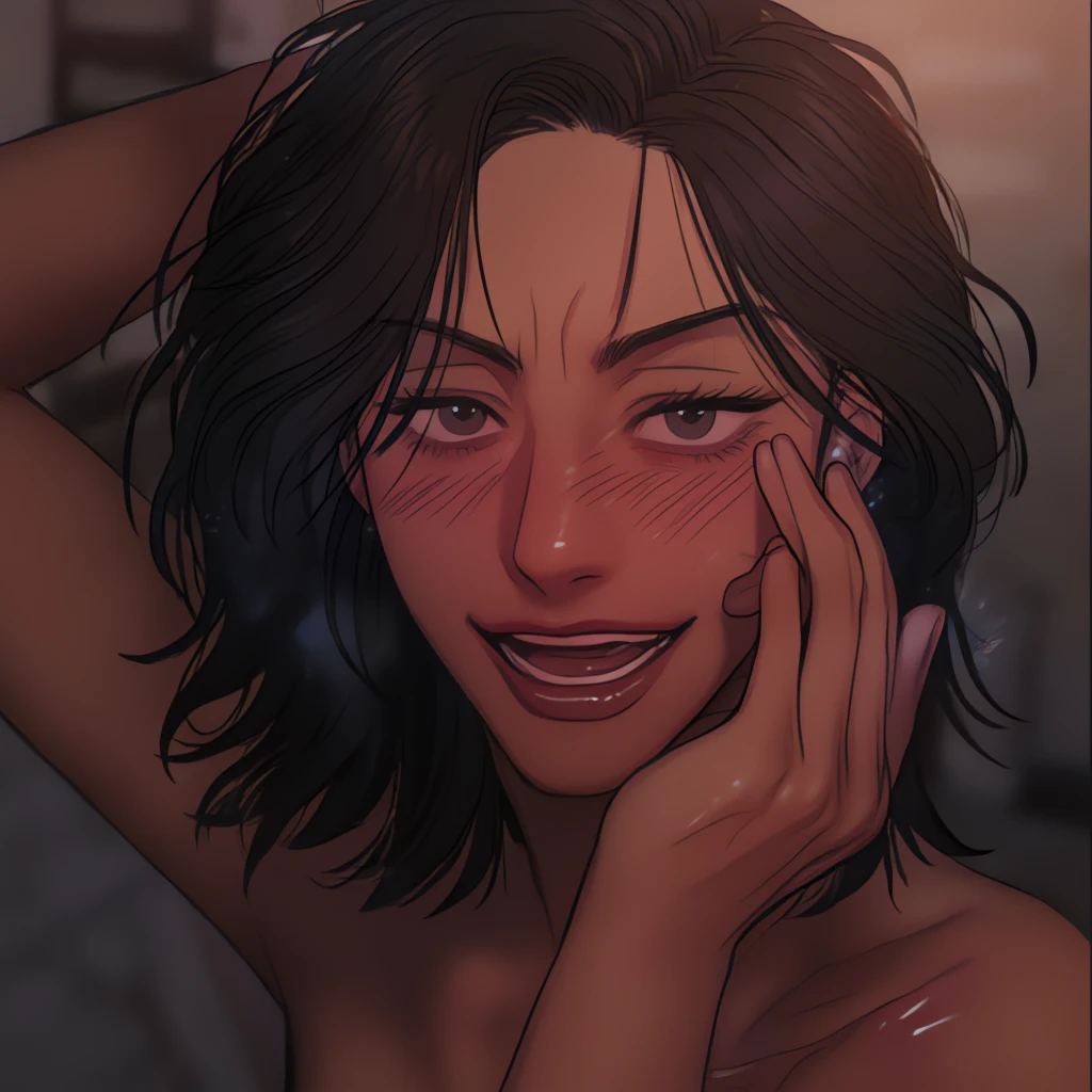 perfect, work of art, (Best quality, high resolution:1.2), 1 girl, beautiful detailed eyes, beautiful detailed lips, extremely detailed eyes and face, long eyelashes, average:oil painting, vivid colors, HDR, studio lighting, painting ultrafine, sharp focus, Physically based rendering, Extreme Detailed Description, best quality, 8k, 12), 1 girl, Toph BeiFong, p, ultra detailed, Detailed lips, attractive, excited, Young, earth nation clothes, blind, bun hair, Nude body, flat torso , full body