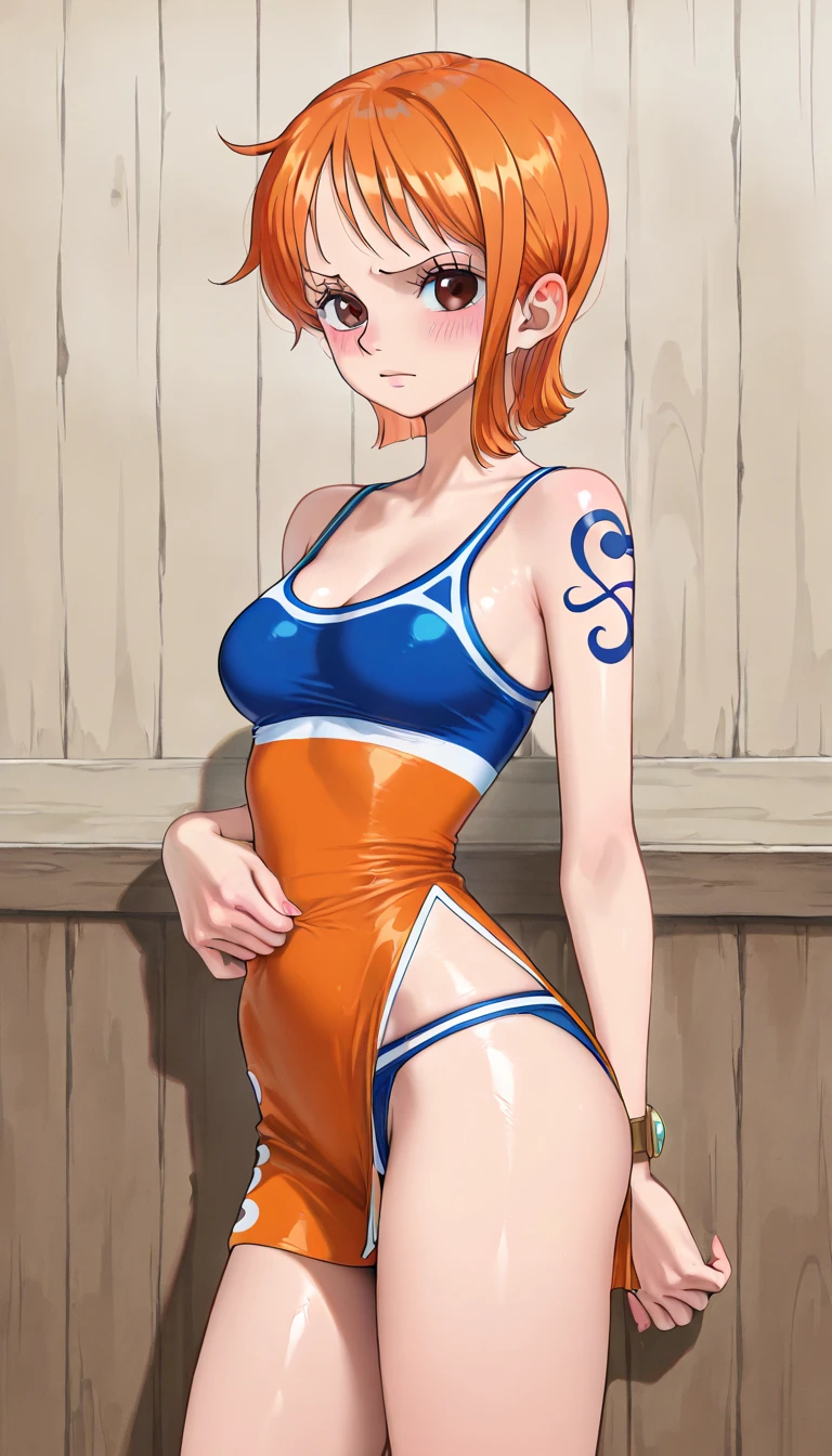 Very naughty hentai anime, redhead with braided hair, wet swimsuit, 16 yrs old, hand in hair, arm outstretched holding a watermelon, fluffy body, breasts big, sexy girl , red hair with braid, beautiful lighting, softshadows, blue colored eyes, pretty legs, hair with braid, anime styling, ranma chan, Autora Rumiko Takahashi, Based on a work by Rumiko Takahashi, Anime Ranma 1/ 2, sexy transparent necklines, robust hip, fully body, complete body, Bust Big, young man with beautiful and beautiful body, sandals on the feet, garota 16 yrs old jovem baixa estatura, anime girl, anime styling, 45° viewing angle, wet, vagina wet, dripping vagina, vagina oozing liquid, hands on breasts, 